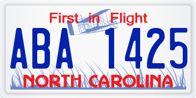 NC license plate ABA1425