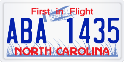 NC license plate ABA1435