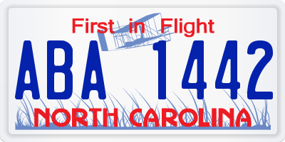 NC license plate ABA1442