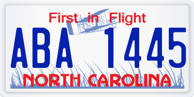 NC license plate ABA1445