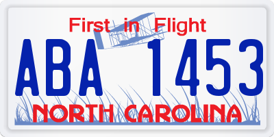 NC license plate ABA1453
