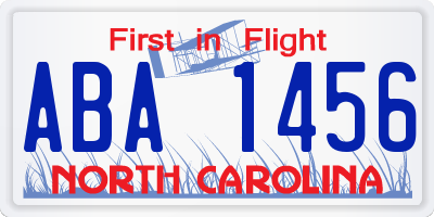 NC license plate ABA1456