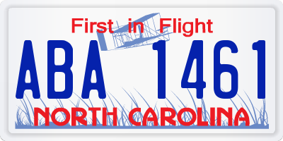 NC license plate ABA1461