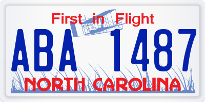 NC license plate ABA1487