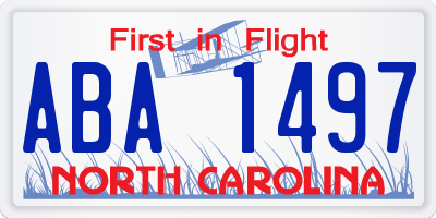 NC license plate ABA1497