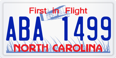 NC license plate ABA1499