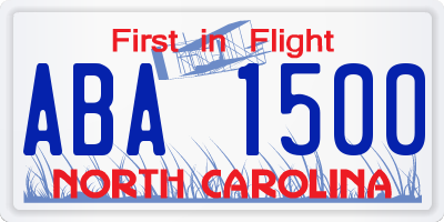 NC license plate ABA1500