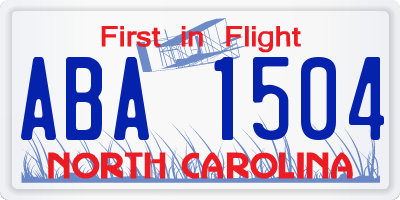 NC license plate ABA1504