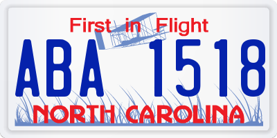 NC license plate ABA1518