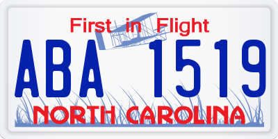 NC license plate ABA1519