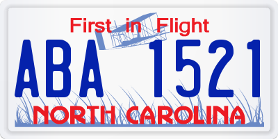 NC license plate ABA1521
