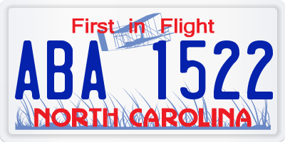 NC license plate ABA1522