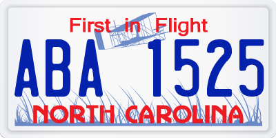 NC license plate ABA1525