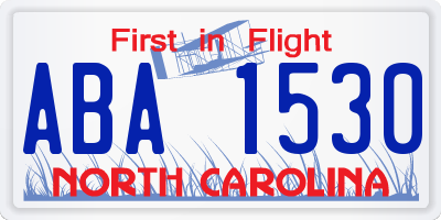NC license plate ABA1530
