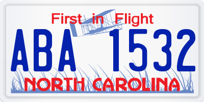 NC license plate ABA1532