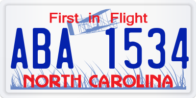 NC license plate ABA1534