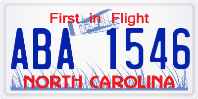 NC license plate ABA1546