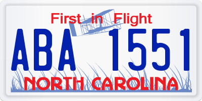 NC license plate ABA1551