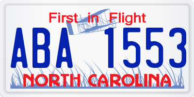 NC license plate ABA1553