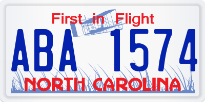 NC license plate ABA1574