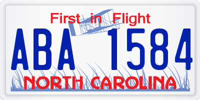 NC license plate ABA1584