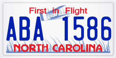 NC license plate ABA1586