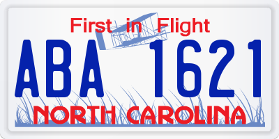 NC license plate ABA1621
