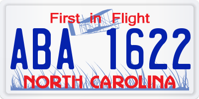 NC license plate ABA1622