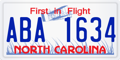 NC license plate ABA1634