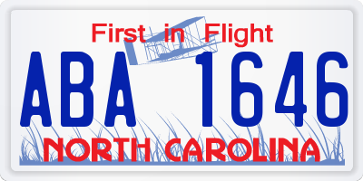 NC license plate ABA1646