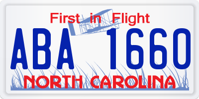 NC license plate ABA1660