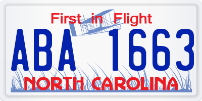 NC license plate ABA1663