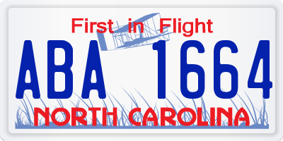NC license plate ABA1664