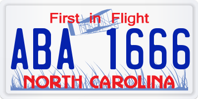 NC license plate ABA1666