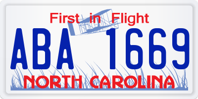 NC license plate ABA1669