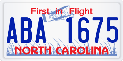 NC license plate ABA1675