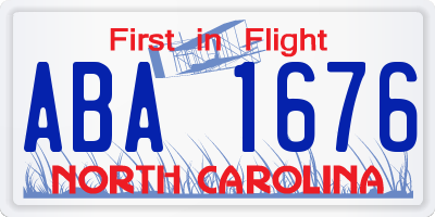 NC license plate ABA1676