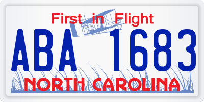 NC license plate ABA1683