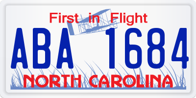 NC license plate ABA1684