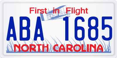 NC license plate ABA1685