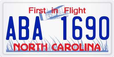 NC license plate ABA1690
