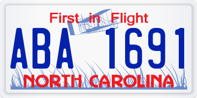 NC license plate ABA1691