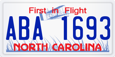 NC license plate ABA1693