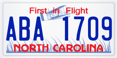 NC license plate ABA1709