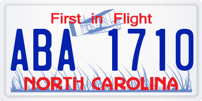 NC license plate ABA1710