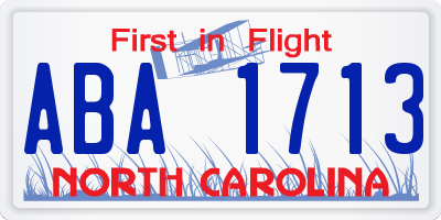 NC license plate ABA1713