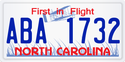NC license plate ABA1732