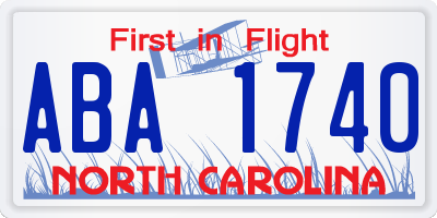NC license plate ABA1740
