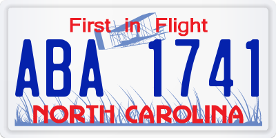 NC license plate ABA1741