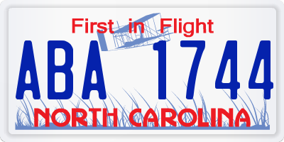 NC license plate ABA1744